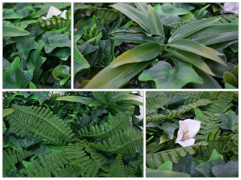 Panneaux muraux végétaux mur végétal décoratif avec plantes artificielles intérieur extérieur 4 panneaux 50 x 50 cm 1 m² fougère lierre 04_0009176