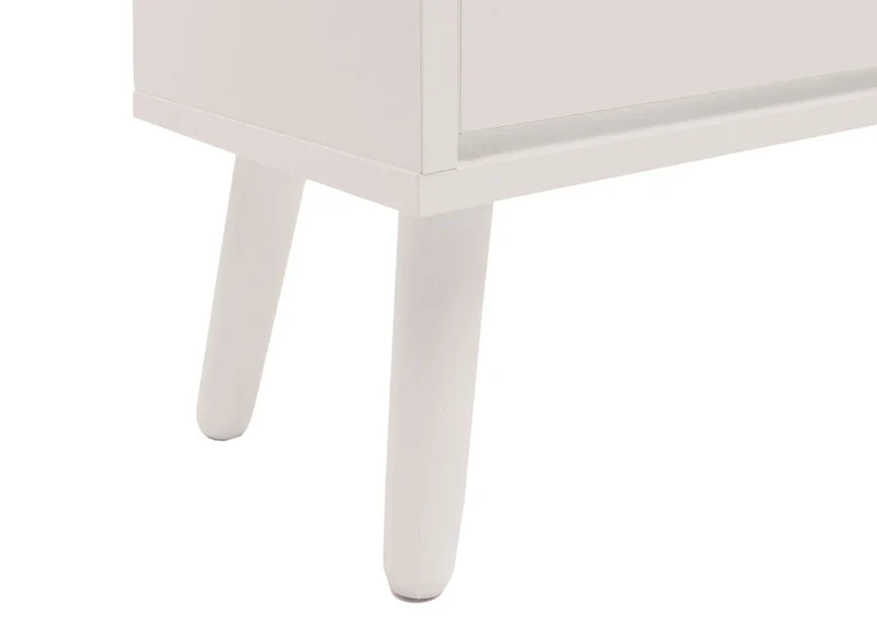 Meuble à chaussures armoire à chaussures avec 3 compartiments basculants et 2 étagères 127 x 120 x 24 cm bois mélaminé blanc avec rotin Kubu naturel 04_0009451