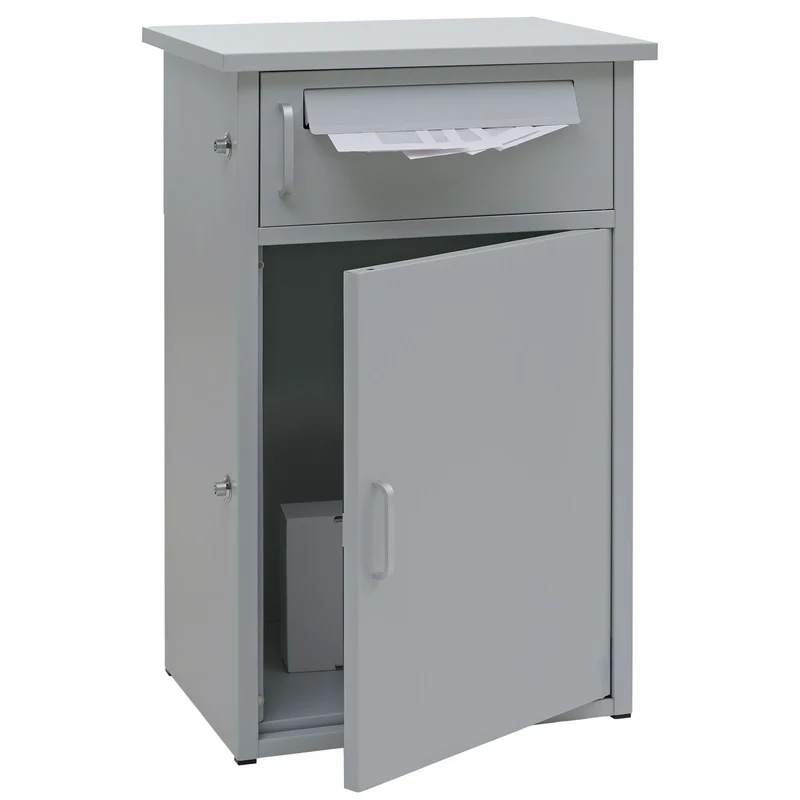 Boîte à colis boîte aux lettres avec compartiment colis station de réception avec 2 compartiments 78 x 49 x 38 cm acier gris clair 04_0009377