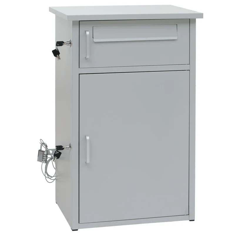 Boîte à colis boîte aux lettres avec compartiment colis station de réception avec 2 compartiments 78 x 49 x 38 cm acier gris clair 04_0009377