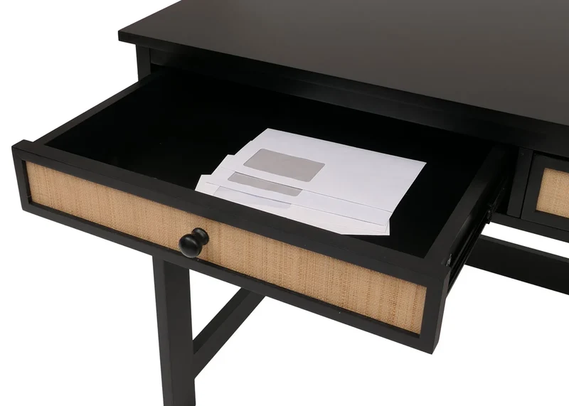 Bureau table de travail bureau pour ordinateur portable avec tiroirs 78 x 110 x 60 cm bois noir 04_0009481