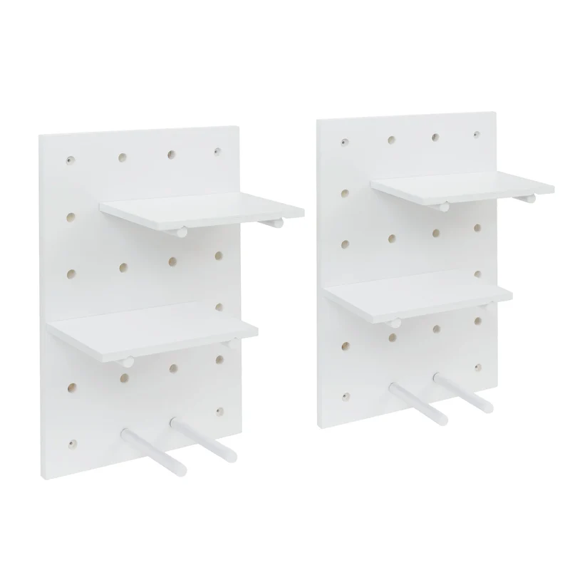 Lot de 2 panneaux muraux décoration murale étagère murale modulable avec 4 niveaux 60 x 40 cm blanc 04_0009085