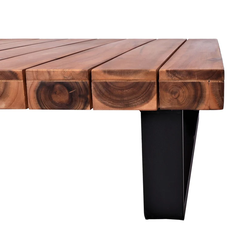 Salon de jardin ensemble lounge 5 places 255x255 cm aluminium et bois d’acacia avec coussins gris foncé 04_0010294