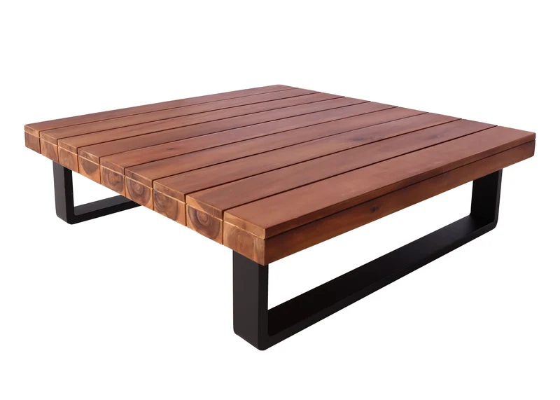 Salon de jardin ensemble lounge 5 places 255x255 cm aluminium et bois d’acacia avec coussins gris foncé 04_0010294