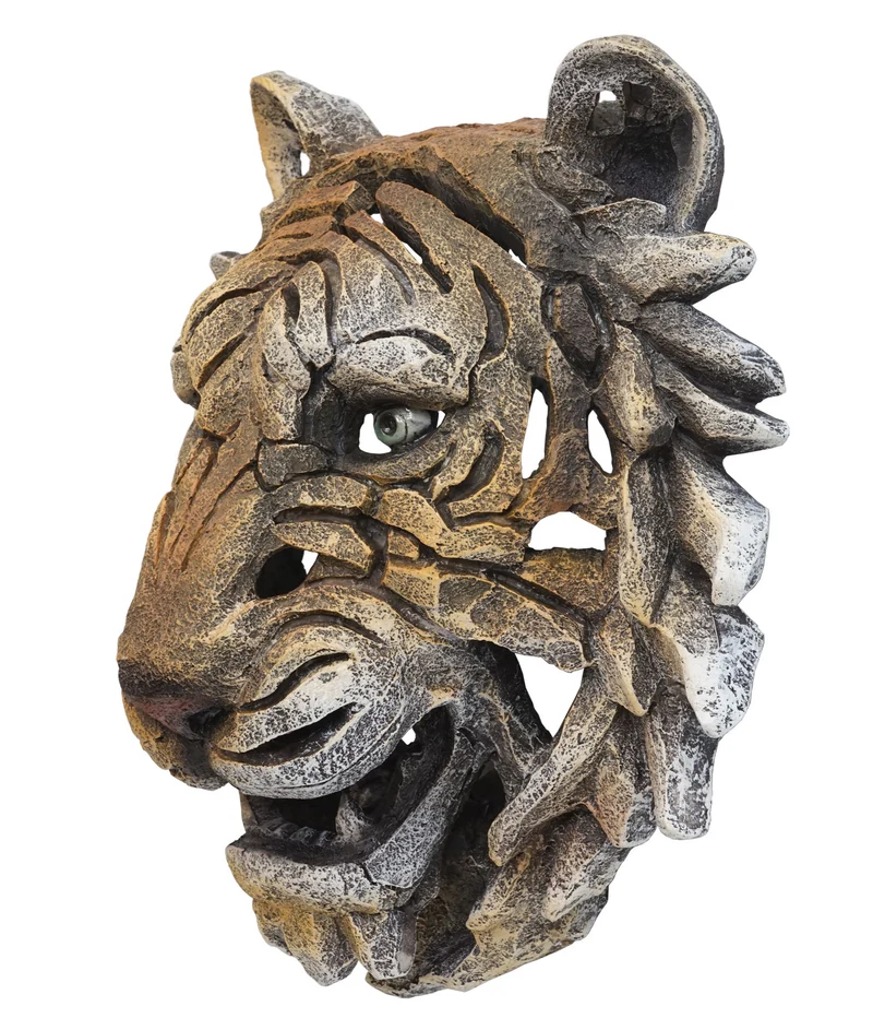 Décoration murale tête de tigre trophée mural 35 cm polyresine pour intérieur et extérieur 04_0002838