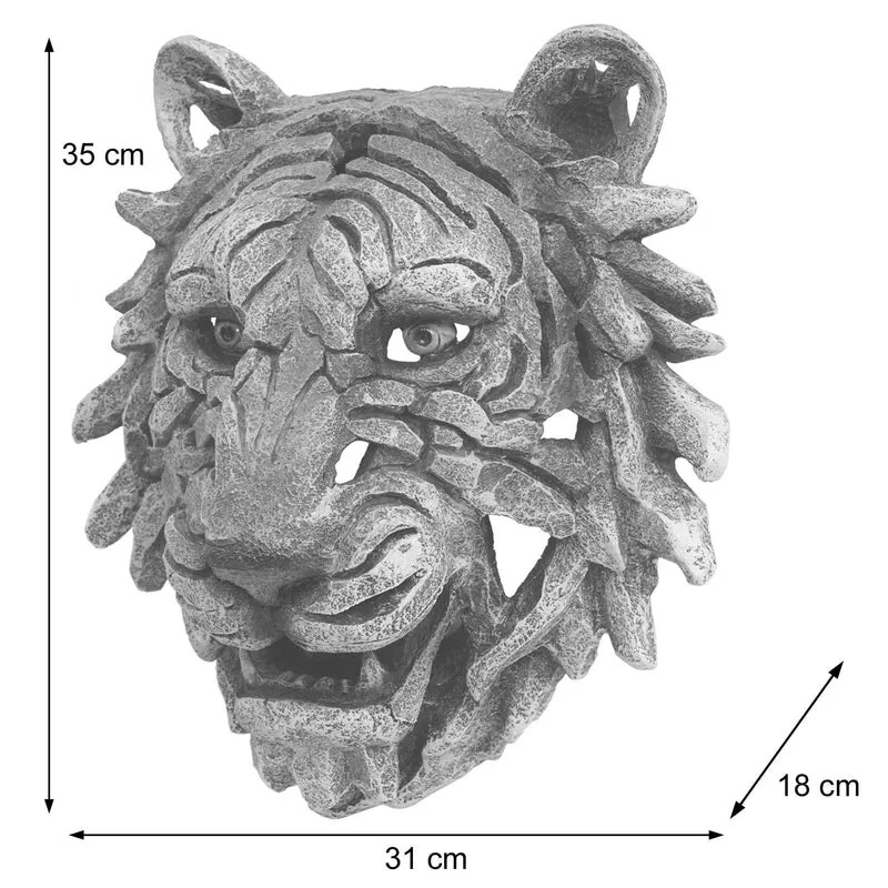 Décoration murale tête de tigre trophée mural 35 cm polyresine pour intérieur et extérieur 04_0002838