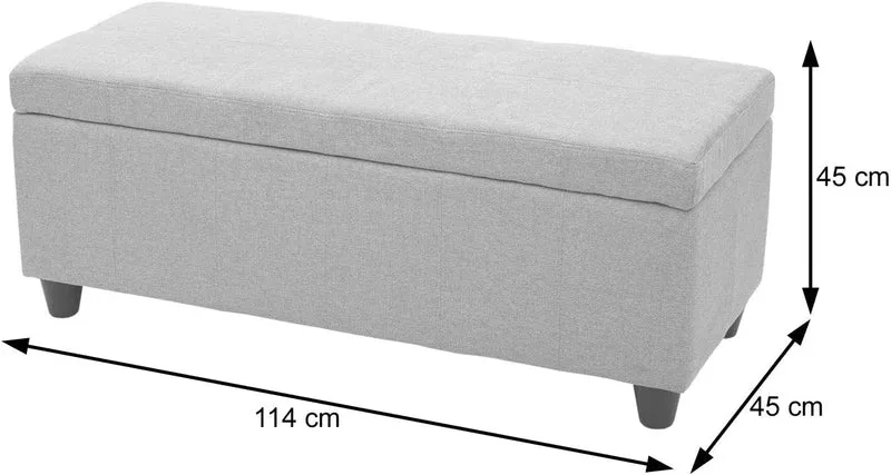 Banc coffre de rangement banc avec espace de stockage 45 x 114 x 45 cm PVC crème 04_0002831