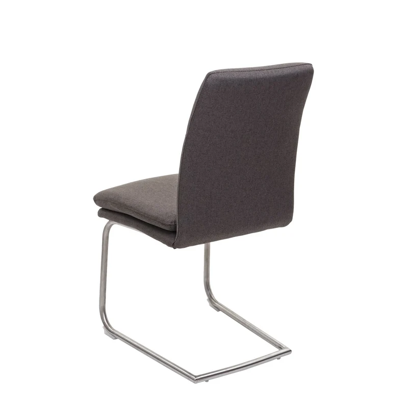 Lot de 6 chaises de salle à manger chaise cuisine type luge tissu gris-brun avec structure en acier inoxydable brossé 04_0000877