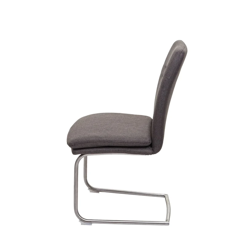 Lot de 6 chaises de salle à manger chaise cuisine type luge tissu gris-brun avec structure en acier inoxydable brossé 04_0000877