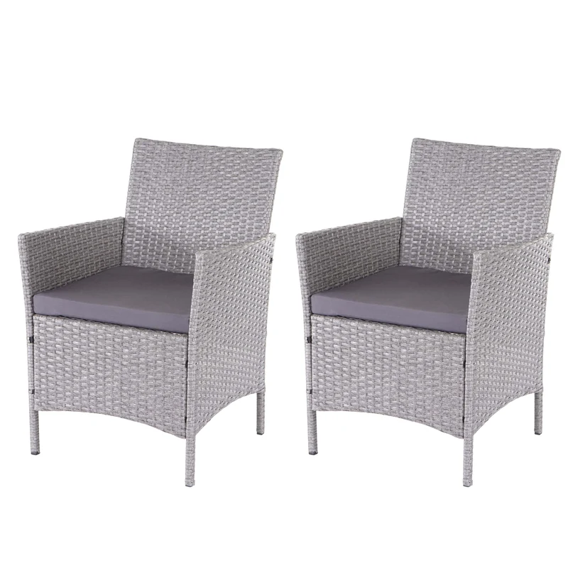 Salon de jardin en poly-rotin gris ensemble lounge avec canapé fauteuils et table avec coussins gris foncé 04_0000058