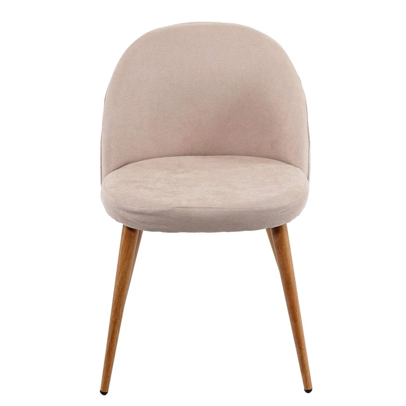 Lot de 4 chaises de salle à manger dossier avec coutures décoratives en losange design rétro années 50 en tissu beige pieds métal aspect bois CDS04516