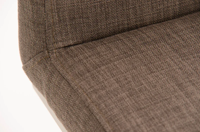 Tabouret de bar x1 avec repose-pieds plaque de base carrée en acier inoxydable assise en tissu gris 10_0005314