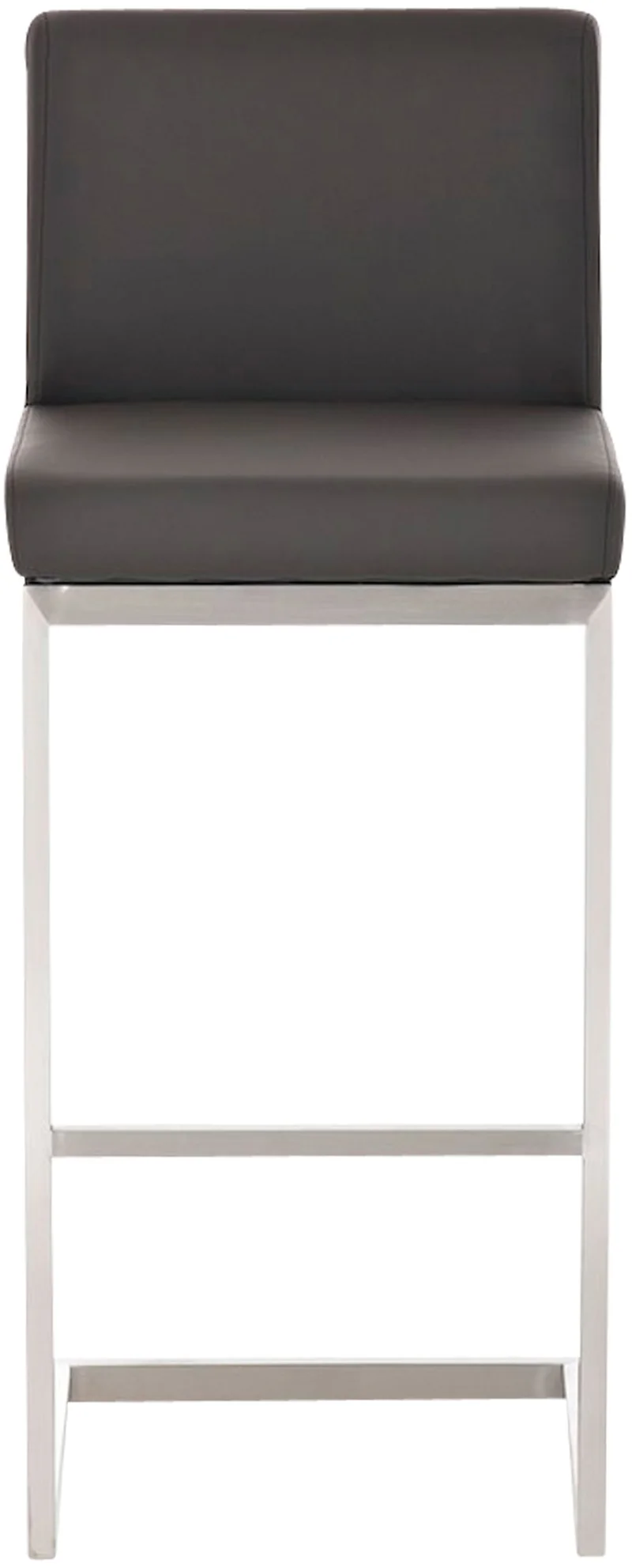 Tabouret de bar chaise haute contemporaine avec assise rembourrée PVC marron et piètement en acier inoxydable 10_0006330