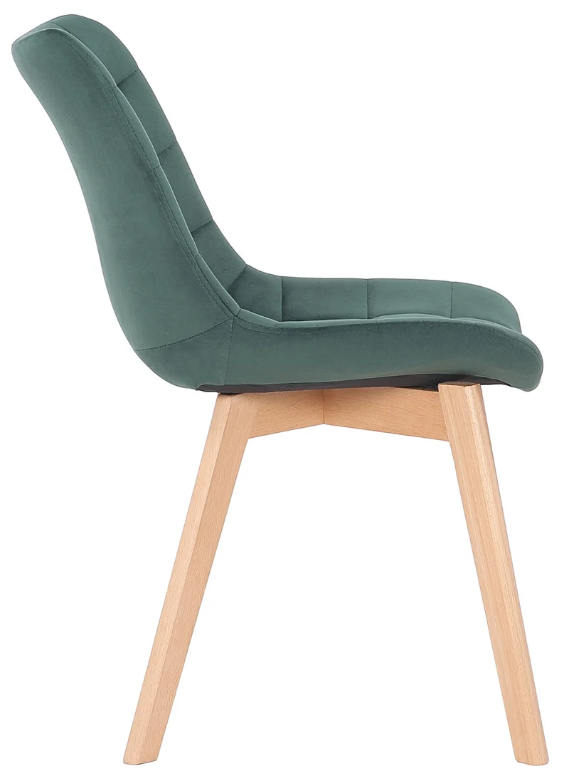 Chaise de salle à manger x1 rembourrage généreux en velours vert piètement en bois 10_0002084