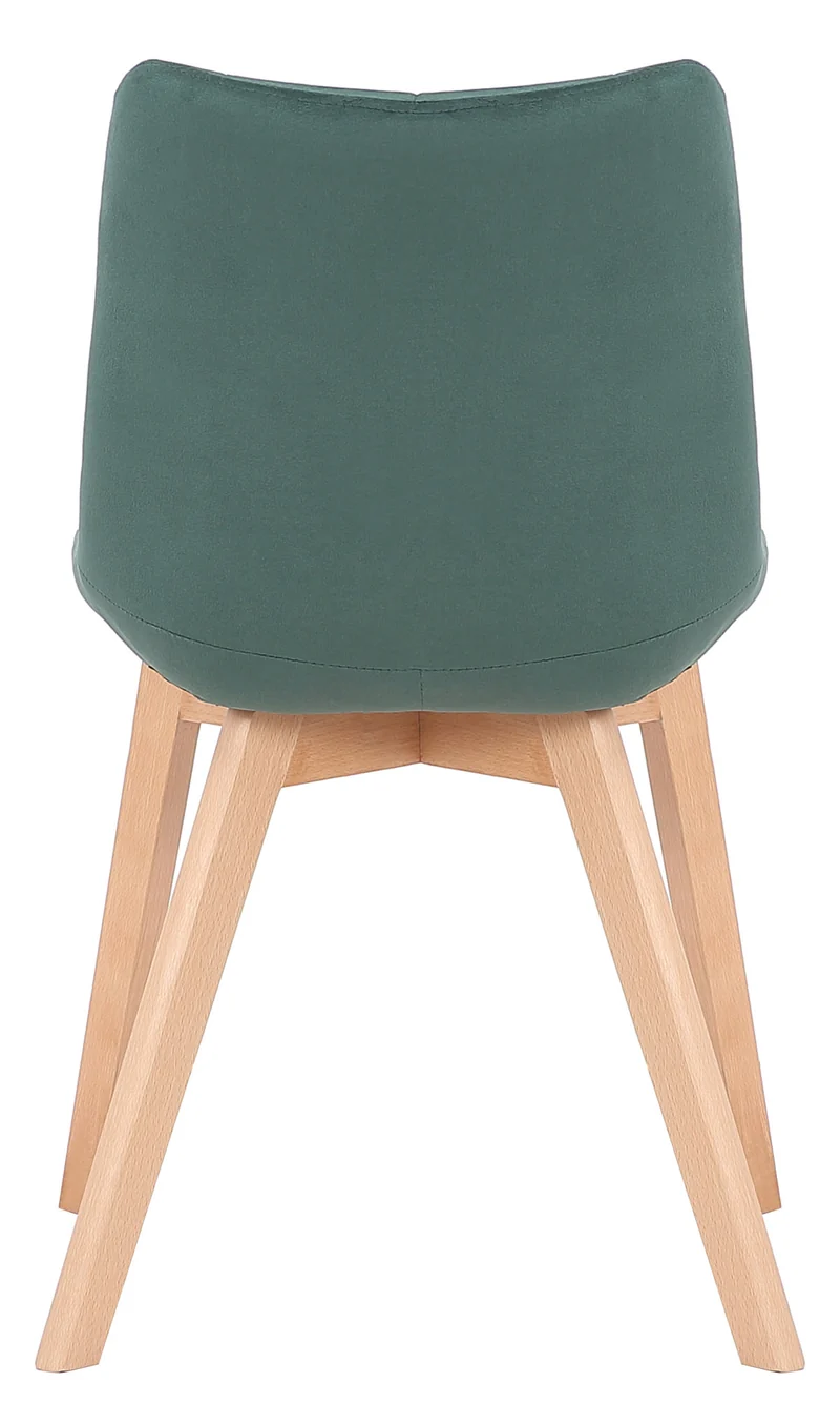 Chaise de salle à manger x1 rembourrage généreux en velours vert piètement en bois 10_0002084