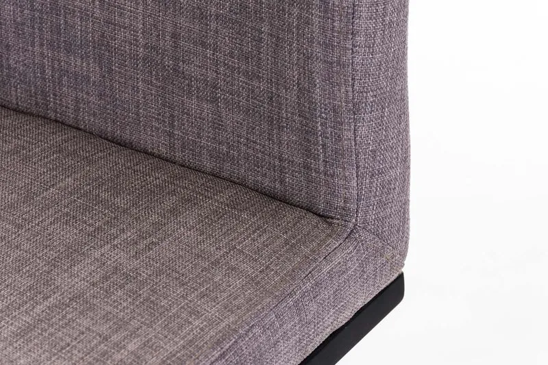 Tabouret de bar x1 avec repose-pieds plaque de base carrée en métal noir assise en tissu gris 10_0005306