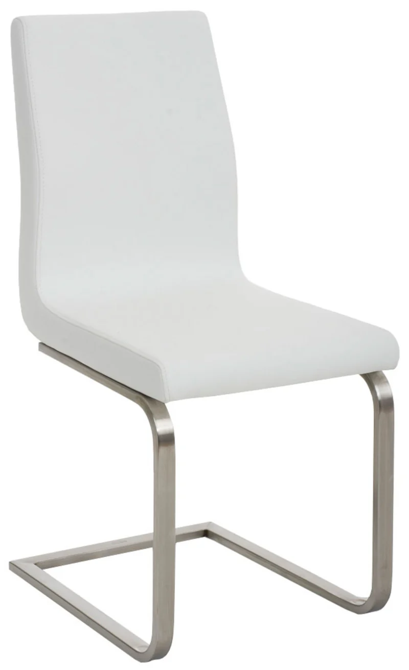Lot de 2 chaises de salle à manger style cantilever en PVC blanc pieds forme luge en acier inoxydable 10_0001596