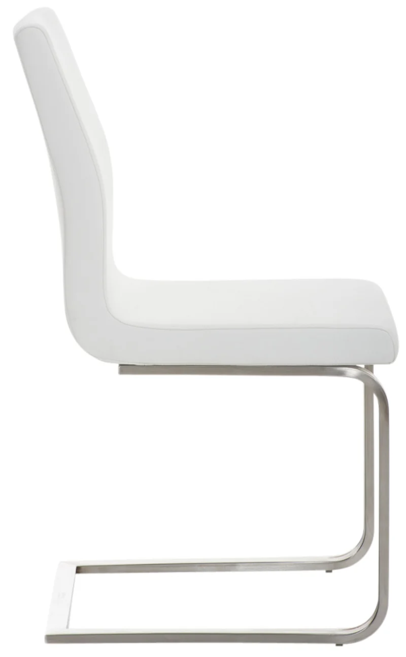 Lot de 2 chaises de salle à manger style cantilever en PVC blanc pieds forme luge en acier inoxydable 10_0001596