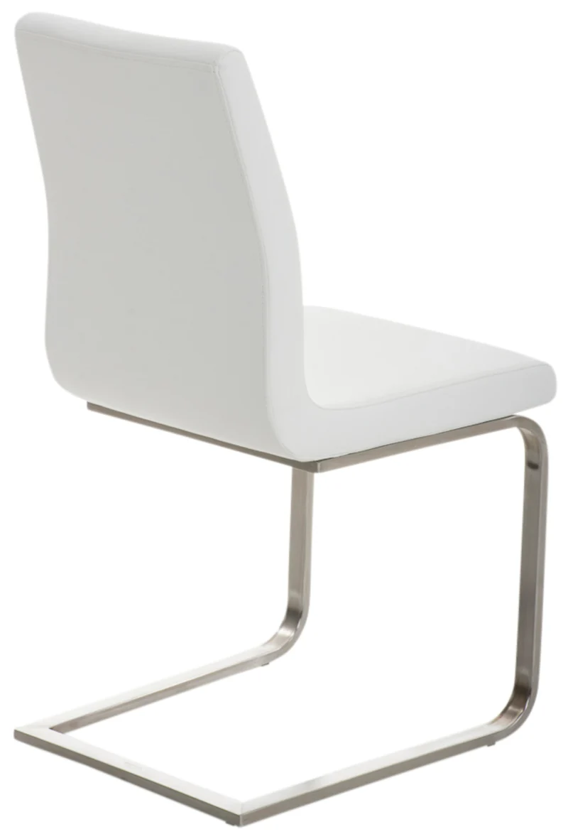 Lot de 2 chaises de salle à manger style cantilever en PVC blanc pieds forme luge en acier inoxydable 10_0001596