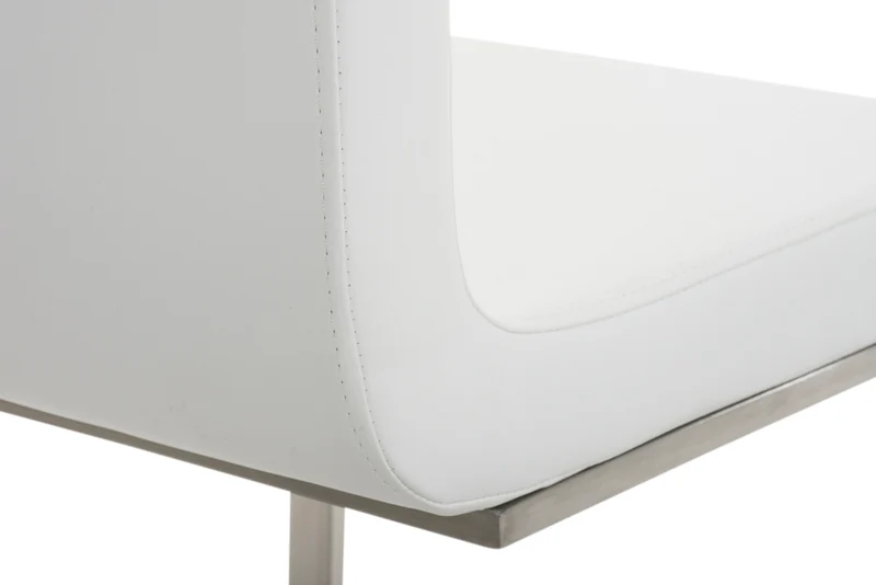 Lot de 2 chaises de salle à manger style cantilever en PVC blanc pieds forme luge en acier inoxydable 10_0001596