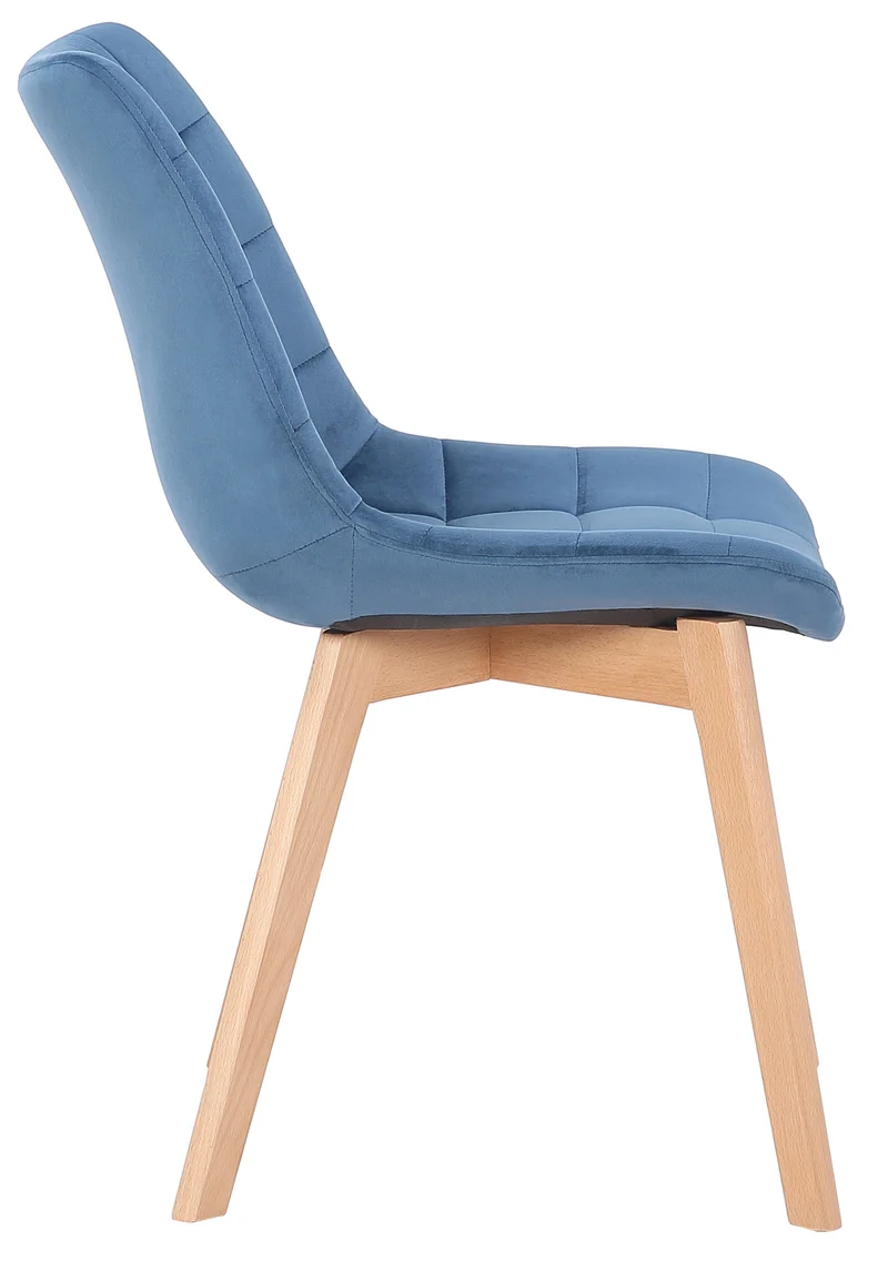 Lot de 2 chaises de salle à manger rembourrage généreux en velours bleu piètement en bois 10_0007676