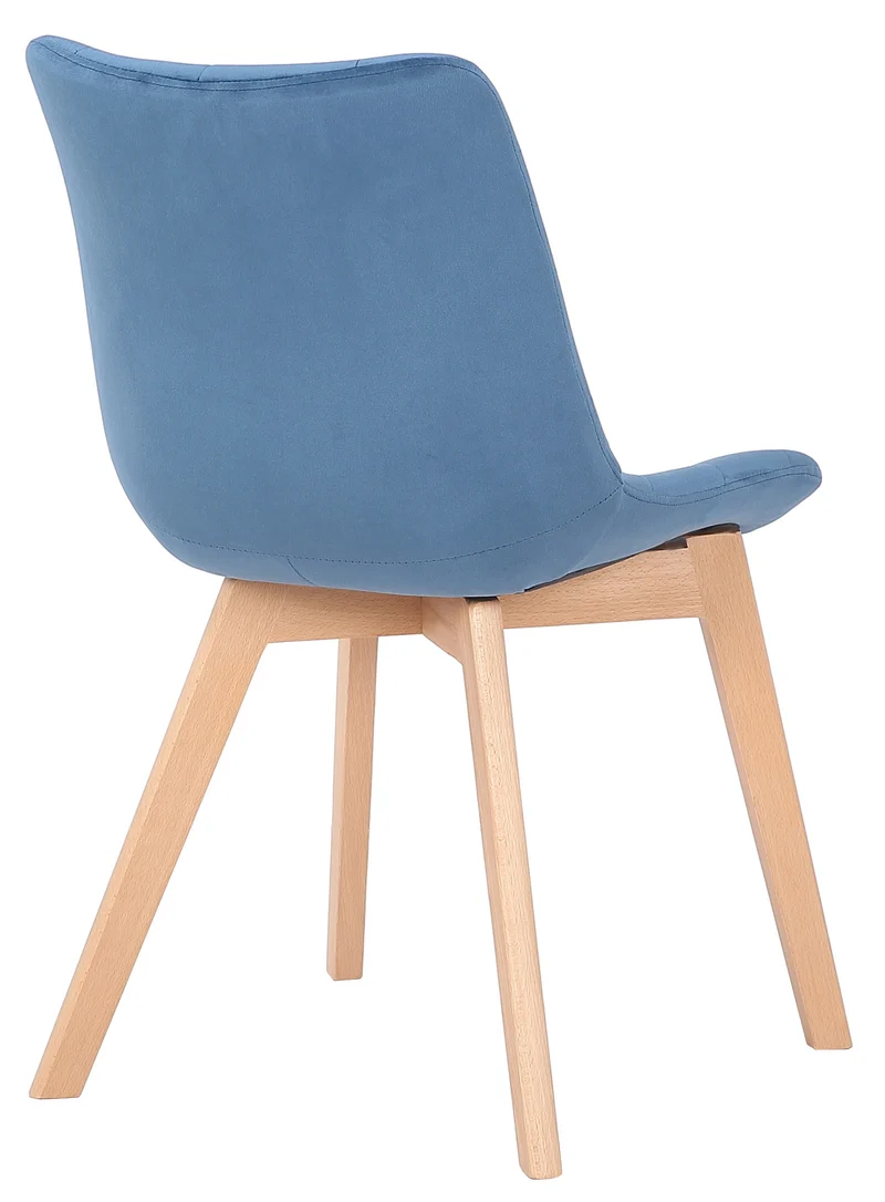 Lot de 2 chaises de salle à manger rembourrage généreux en velours bleu piètement en bois 10_0007676