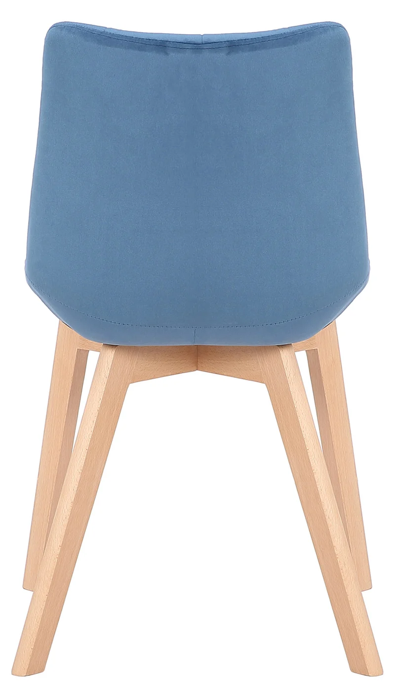 Lot de 2 chaises de salle à manger rembourrage généreux en velours bleu piètement en bois 10_0007676