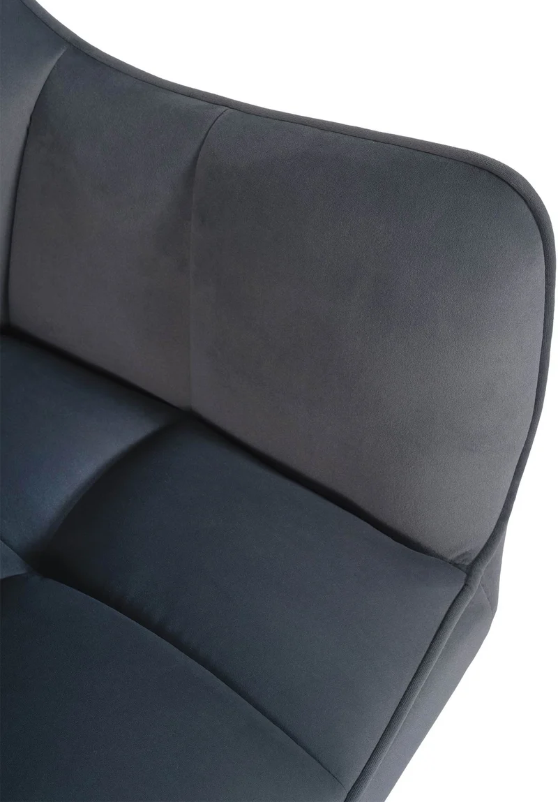 Chaise de salle à manger lounge bureau pivotante avec revêtement en velours gris foncé pieds en acier noir BUR10667