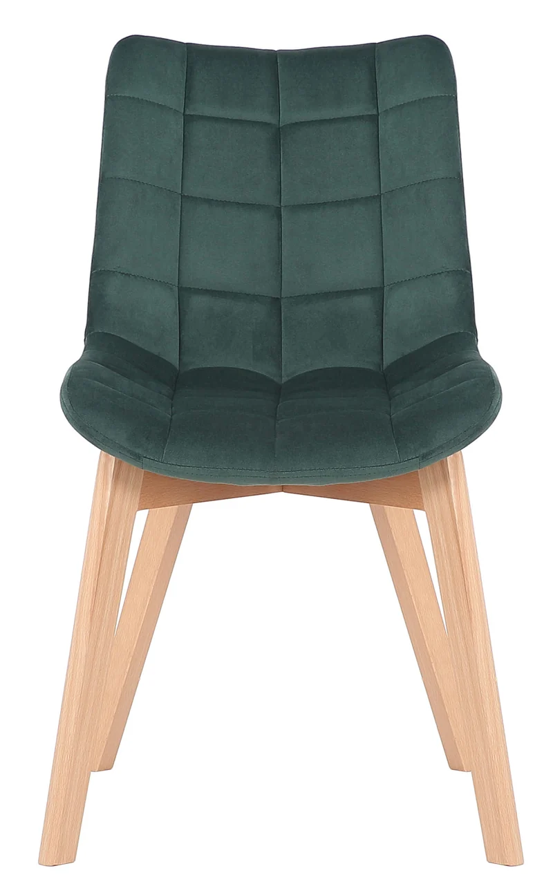 Lot de 2 chaises de salle à manger rembourrage généreux en velours vert piètement en bois 10_0007639