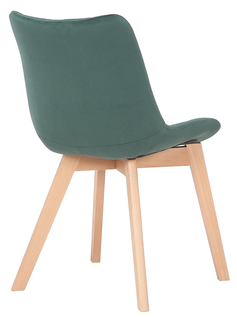 Lot de 2 chaises de salle à manger rembourrage généreux en velours vert piètement en bois 10_0007639