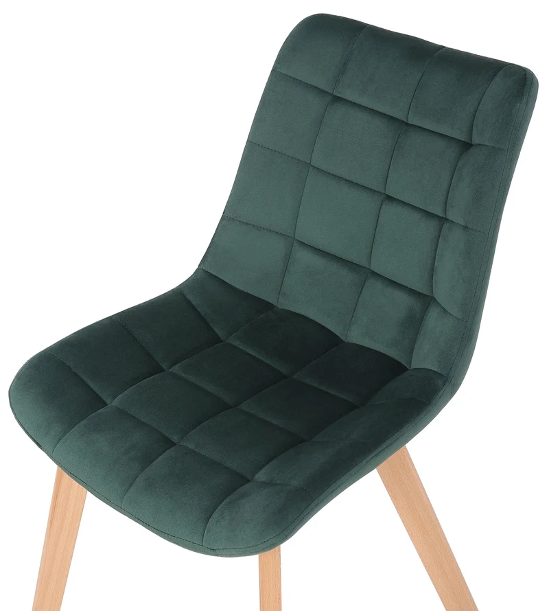 Lot de 2 chaises de salle à manger rembourrage généreux en velours vert piètement en bois 10_0007639