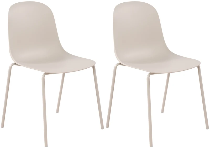 Lot de 2 chaises de jardin en plastique gris clair et cadre robuste à quatre pieds en acier 10_0007329