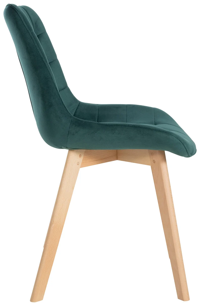 Chaise de salle à manger x1 style scandinave motif matelassé en velours vert cadre en bois 10_0007129