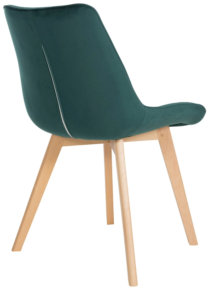 Chaise de salle à manger x1 style scandinave motif matelassé en velours vert cadre en bois 10_0007129