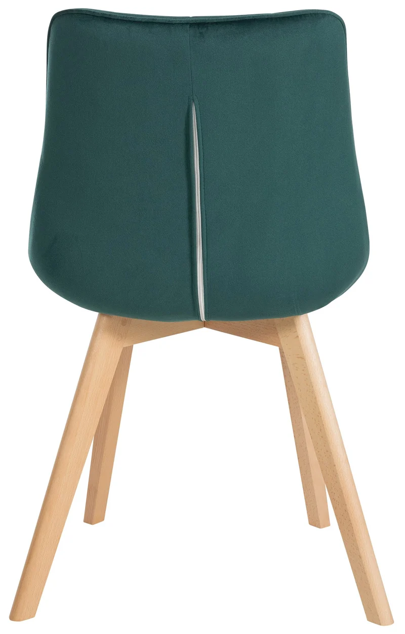 Chaise de salle à manger x1 style scandinave motif matelassé en velours vert cadre en bois 10_0007129