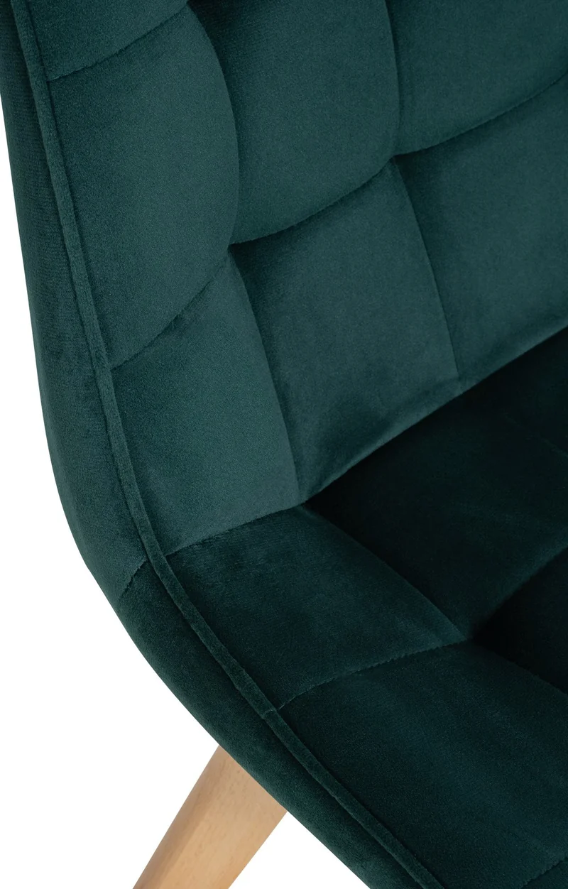 Chaise de salle à manger x1 style scandinave motif matelassé en velours vert cadre en bois 10_0007129