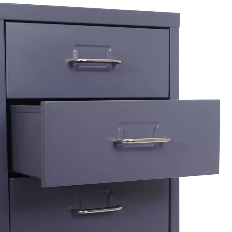 Caisson à tiroirs armoire de bureau 110 x 28 x 41 cm 10 tiroirs en acier gris foncé 04_0008256