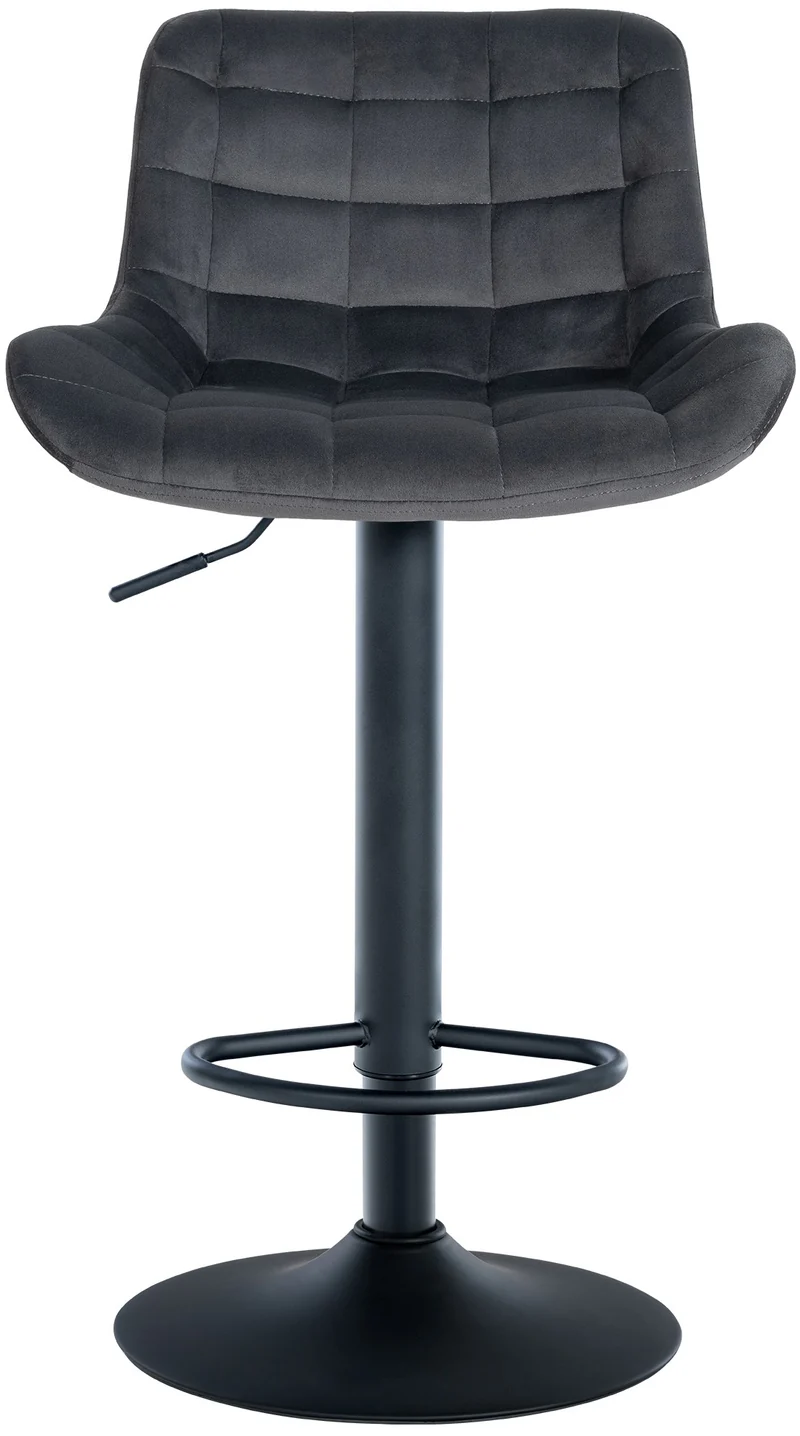 Lot de 2 tabourets de bar structure métallique noir assise en velours gris foncé avec surpiqûres 10_0004445
