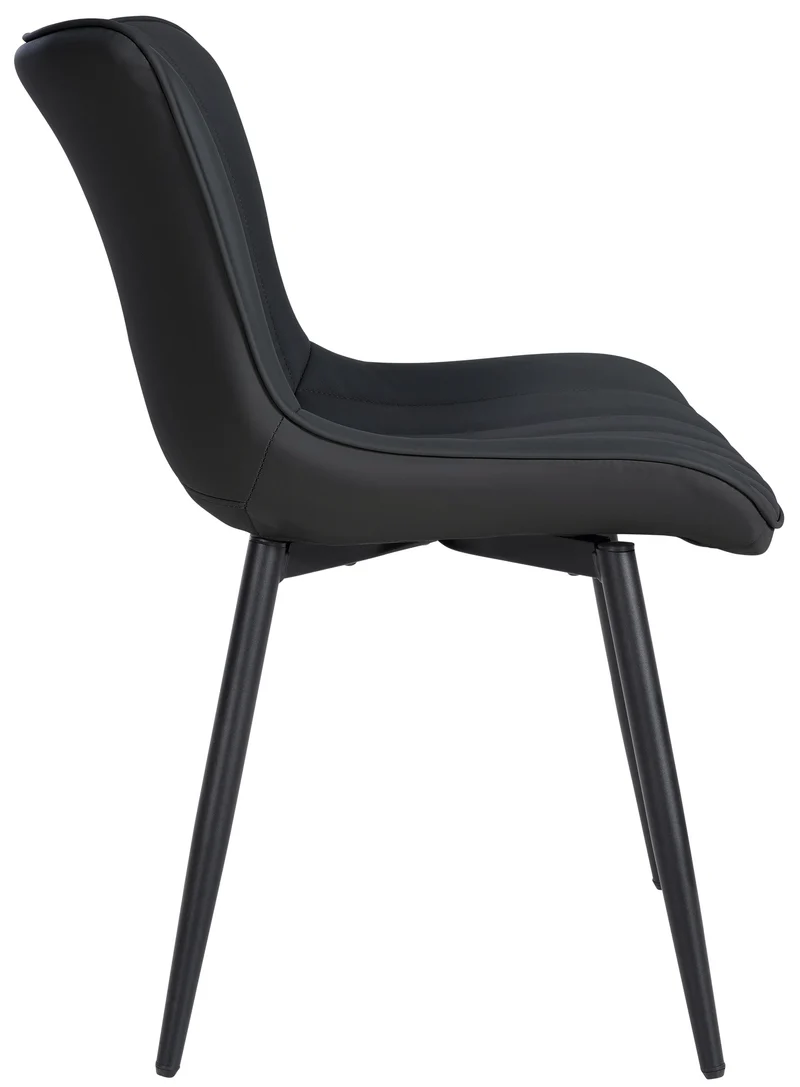 Chaise de salle à manger x1 coutures décoratives verticales avec pieds en métal noir assise en PVC noir 10_0002257