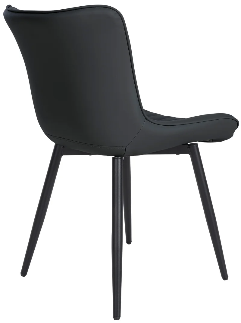 Chaise de salle à manger x1 coutures décoratives verticales avec pieds en métal noir assise en PVC noir 10_0002257