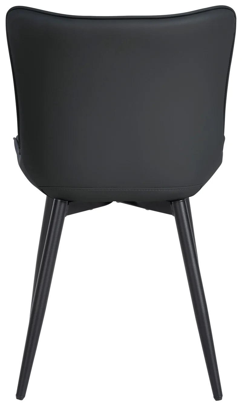 Chaise de salle à manger x1 coutures décoratives verticales avec pieds en métal noir assise en PVC noir 10_0002257