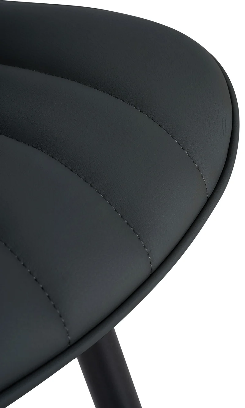 Chaise de salle à manger x1 coutures décoratives verticales avec pieds en métal noir assise en PVC noir 10_0002257