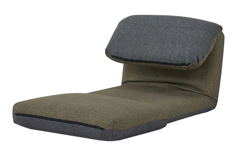 Fauteuil convertible fauteuil-lit pliable avec dossier réglable 5 positions en tissu khaki / gris foncé 04_0011008