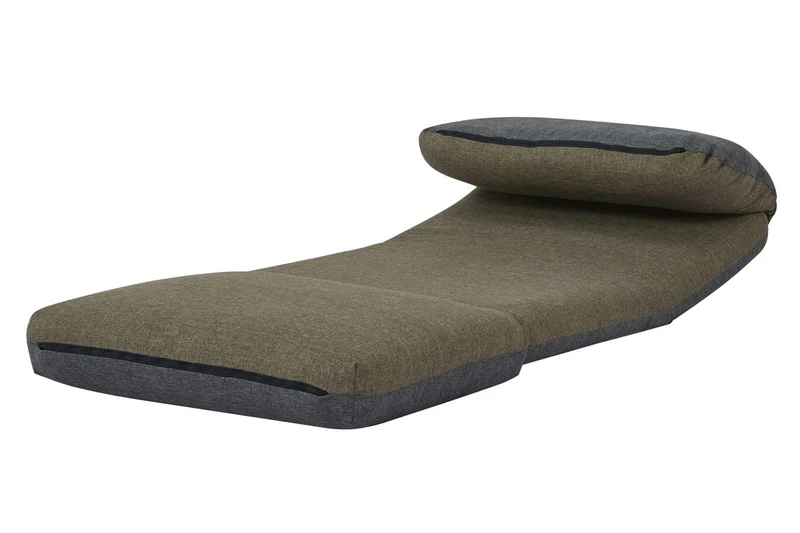 Fauteuil convertible fauteuil-lit pliable avec dossier réglable 5 positions en tissu khaki / gris foncé 04_0011008