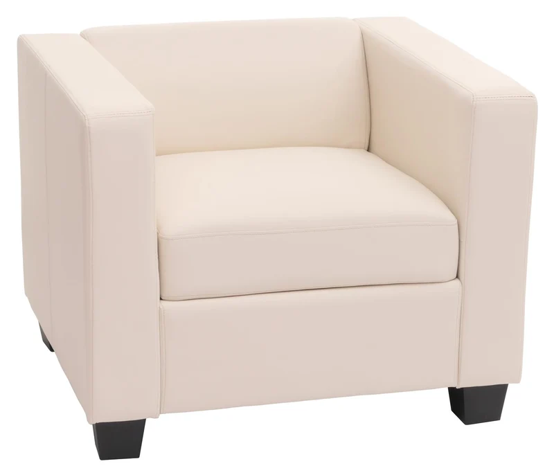 Fauteuil lounge relax design moderne avec accoudoirs assise rembourrée confortable en similicuir blanc 04_0011554