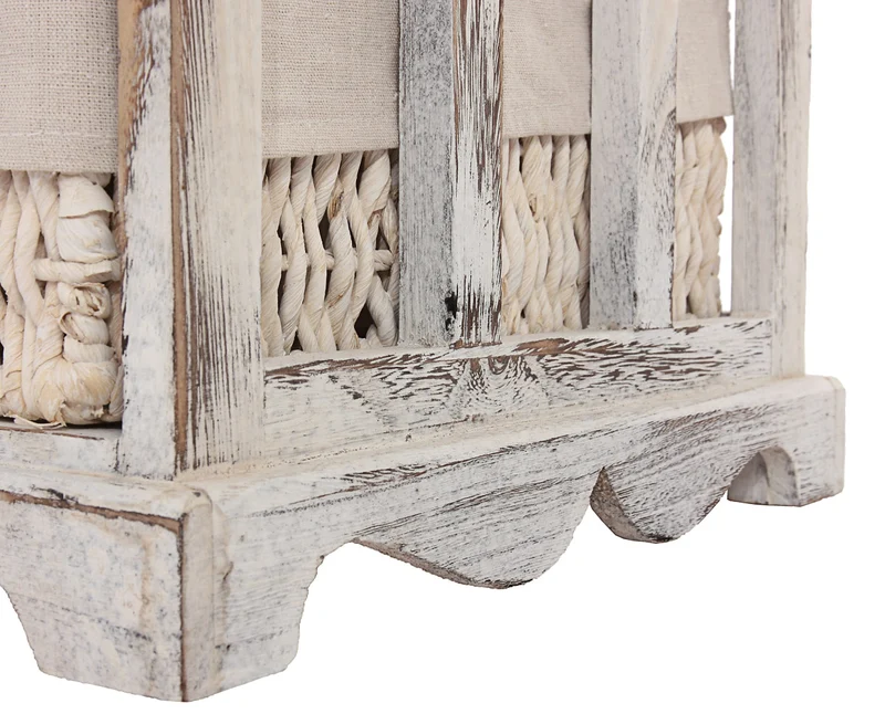 Commode banc avec coussin et 5 tiroirs meuble de rangement style shabby chic vintage 45 x 77 x 36 cm en bois blanc 04_0011445