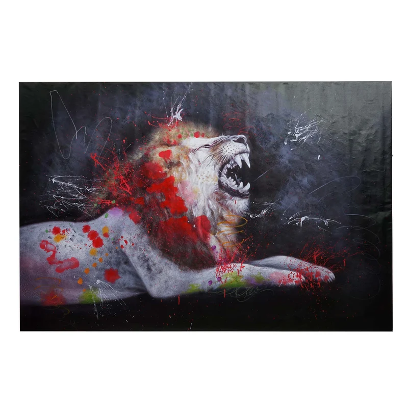 Tableau XL lion peinture à l’huile sur toile tableau mural moderne peint à la main 120 x 180 cm 04_0010890