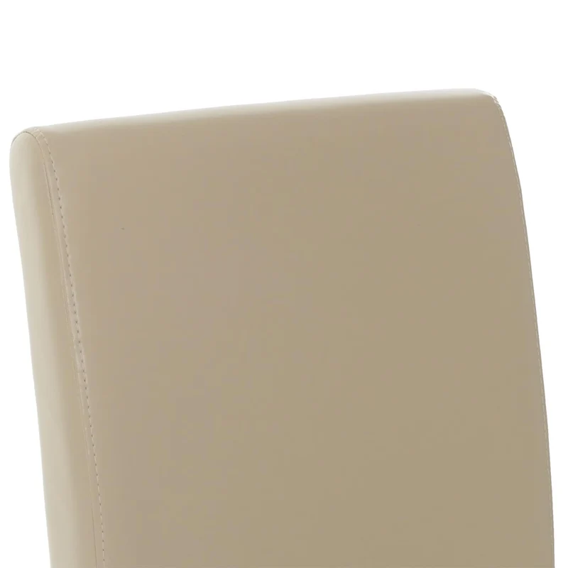 Lot de 2 chaises de salle à manger rembourrées en cuir crème avec dossier haut pieds en bois clair 04_0011603