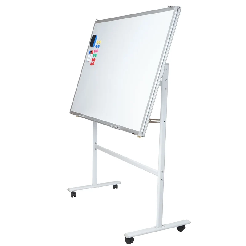 Tableau blanc mobile avec extension coulissante tableau magnétique effaçable à sec sur roulettes avec accessoires 167 x 120–186 x 57 cm 04_0008572