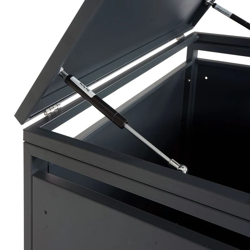 Abri pour 3 poubelles cache-poubelles extensible métal 80 kg anthracite aspect bois cerisier brun foncé 04_0008232